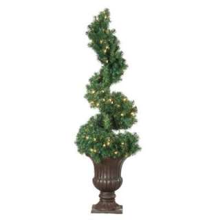 STERLING, INC. 4 ft.100 Clear Lights Potted Spiral Topiary (460 Tips 