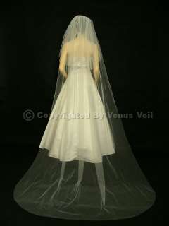 2T Ivory Bridal Wedding Cathedral Cut Edge Veil  