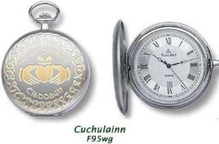 Irish Celtic Claddagh Silver Gold Hunter Pocket Watch  