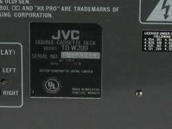 Vintage JVC Cassette Tape Deck Recorder Model TD W209  