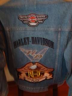 Harley Davidson Jean Jacket & Vest Ensemble W/LOTS OF HARLEY PATCHES 