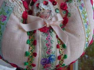   scrap & cotton embroidery trim VICTORIAN CHRISTMAS ORNAMENT OOAK angel