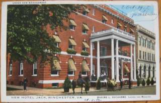 1926 Postcard New Hotel Jack  Winchester, Virginia, VA  