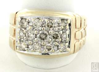 HEAVY 14K YELLOW GOLD 1.01CT DIAMOND NUGGET MENS RING SIZE 9.5  