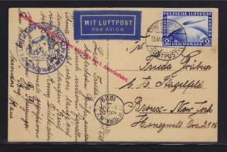   1929 GRAF ZEPPELIN INTERRUPTED AMERICA FLIGHT Postcard to USA  