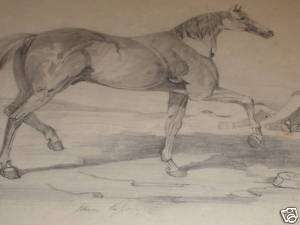 ANTIQUE ENGLISH STUDY HORSE DRAWING WHATMAN TURKEY HILL  