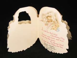 1940s BABY CHRISTENING Die Cut Greeting Card ~ Gibson  