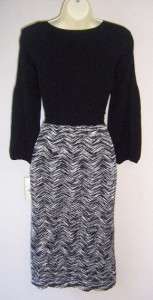 SANGRIA Black White Wear to Work Versatile Sweater Dress S 6 8 10 NWT 