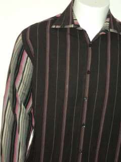BEN SHERMAN Striped Purple Cotton dress Shirt Sz 3 LRG  