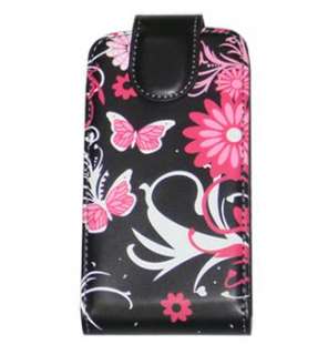   Pink Butterfly Floral PU Leather Flip Case Cover For Apple iPhone 4 4S