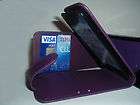 PURPLE LEATHER FLIP CASE COVER WITH CARD HOLDER FOR APPLE IPOD TOUCH 4