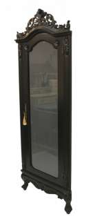 French designer Furniture Glass Display Corner Cabinet Armoire Black 