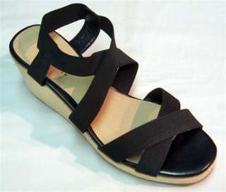 Ladies Black Elastic Espadrille Sandals UK size 6 EU 39  