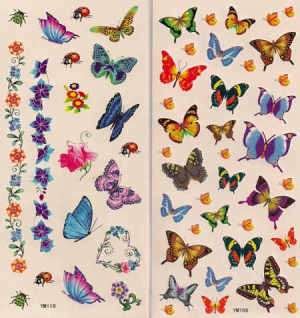 10 packs temporary tattoos tattoo butterfly bud flower  