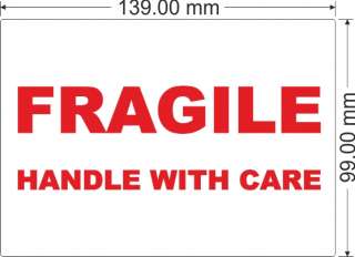 210 x FRAGILE HANDLE WITH CARE Labels / Stickers 63 x 38 mm