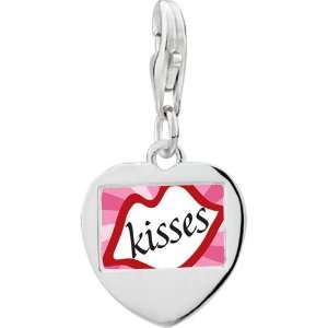   Silver Gold Plated Valentines Day Lip Kisses Photo Heart Frame Charm