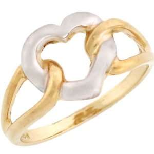  14k Two Tone Solid Gold Heart Unique Ring Jewelry Jewelry