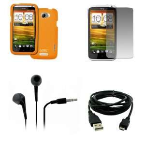  EMPIRE HTC One X Silicone Skin Case Cover (Orange) + 3.5mm 