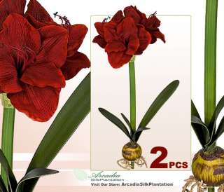 artificial 24 amaryllis bendable flowers with bulb for christmas 