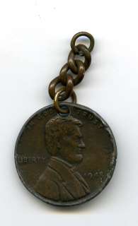   Unipeco Lincoln Medal Tag 1943 Metal Mt. Vernon NY Pennies Big Money