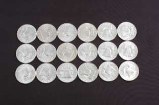 Lot 18 1962 D Franklin Half US Dollars Collectible Coins 90% Silver BU 