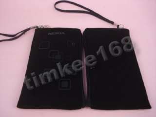 Black Zip Velvet Pouch Case for Nokia 2630, 2680  