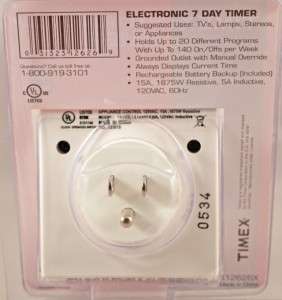 three prong grounded plug in red light shows timer has power output to 