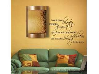 MARILYN MONROE Imperfection Wall Decal Decor Vinyl Quote Lettering 