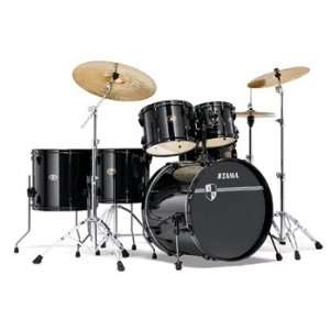   Drum Set with Meinl Cymbals Hairline Metallic Black Complete Kit W