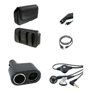 5in1 Car Charger+Leather Case Holster+USB Cable+3.5mm Stereo Headset 