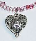 Vintage Heart Vending Toy Lock Keys Glass Bead Necklace  