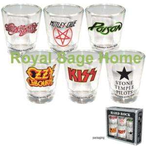 Aerosmith Poison STP Kiss Motley Crue Ozzy Shot Glasses  