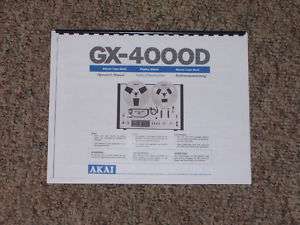 Akai GX 4000D Reel to Reel Owners Manual Pro Bound!  