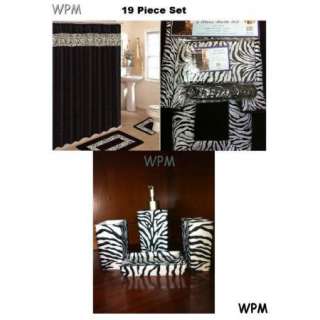   Accessory Set animal black zebra print bathroom rug shower curtain