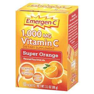Emergen C 1000 mg Vitamin C Fizzy Drink Mix, Super Orange 10 packets 