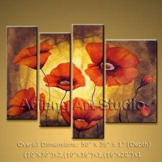   Flowers Red Modern Abstract Canvas Wall Art Oil Painting H217  