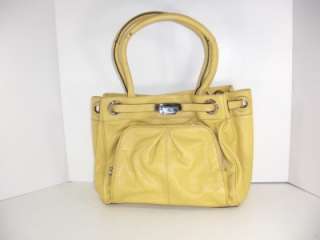 Makowsky Yellow Leather Vivian Satchel Tote Handbag  