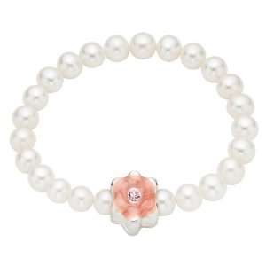 Pearl Charm Center Enamel Baby Stretch Bracelet Jewelry