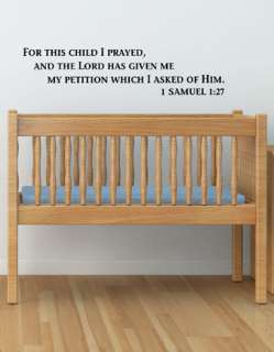 SAMUEL 1:27 BABY ROOM  NURSERY WALL QUOTE DECAL STICKER  