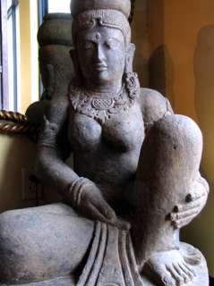 arge Bali Stone Buddha Statue Water Goddess Planter  