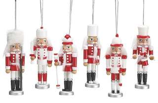 Burton 5.5 Red & White Nutcracker Soldier Wooden Christmas Ornaments 