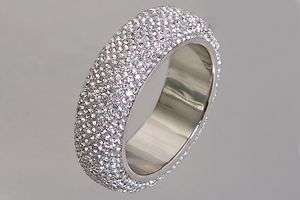 Thick silver swarovski crystal bangle bracelet with 13 rows of 