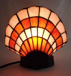 Stained Glass Tropical Scallop Clam Seashell Table Lamp  