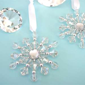 48 Beaded Snowflake Ornaments   Wedding Favors  