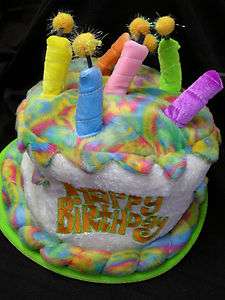 HAPPY BIRTHDAY plush Hat BY ELOPE Fun Party Top hat with candles 