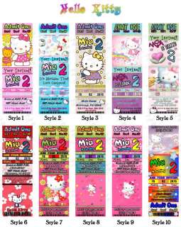Hello Kitty Birthday ticket invitation + Party Supplies  
