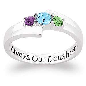 Personalized Sterling Silver Daughters Birthstone Ring  