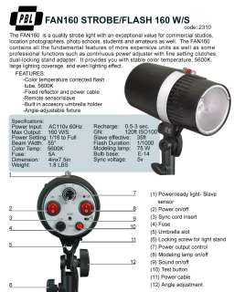 PBL Fan 160w Flash Slave Master Studio Strobe Monolight  