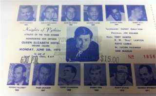 Ken Dryden Montreal Canadiens dinner ticket Bobby Orr  