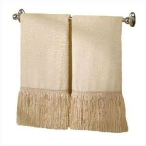  2 Pc Ivory Shag Bath Hand Towel Set